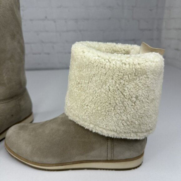 Prada Women's Calzature Donna Montone Fango Suede Sherpa Boots EU 37.5 / US 7 - Picture 6 of 17